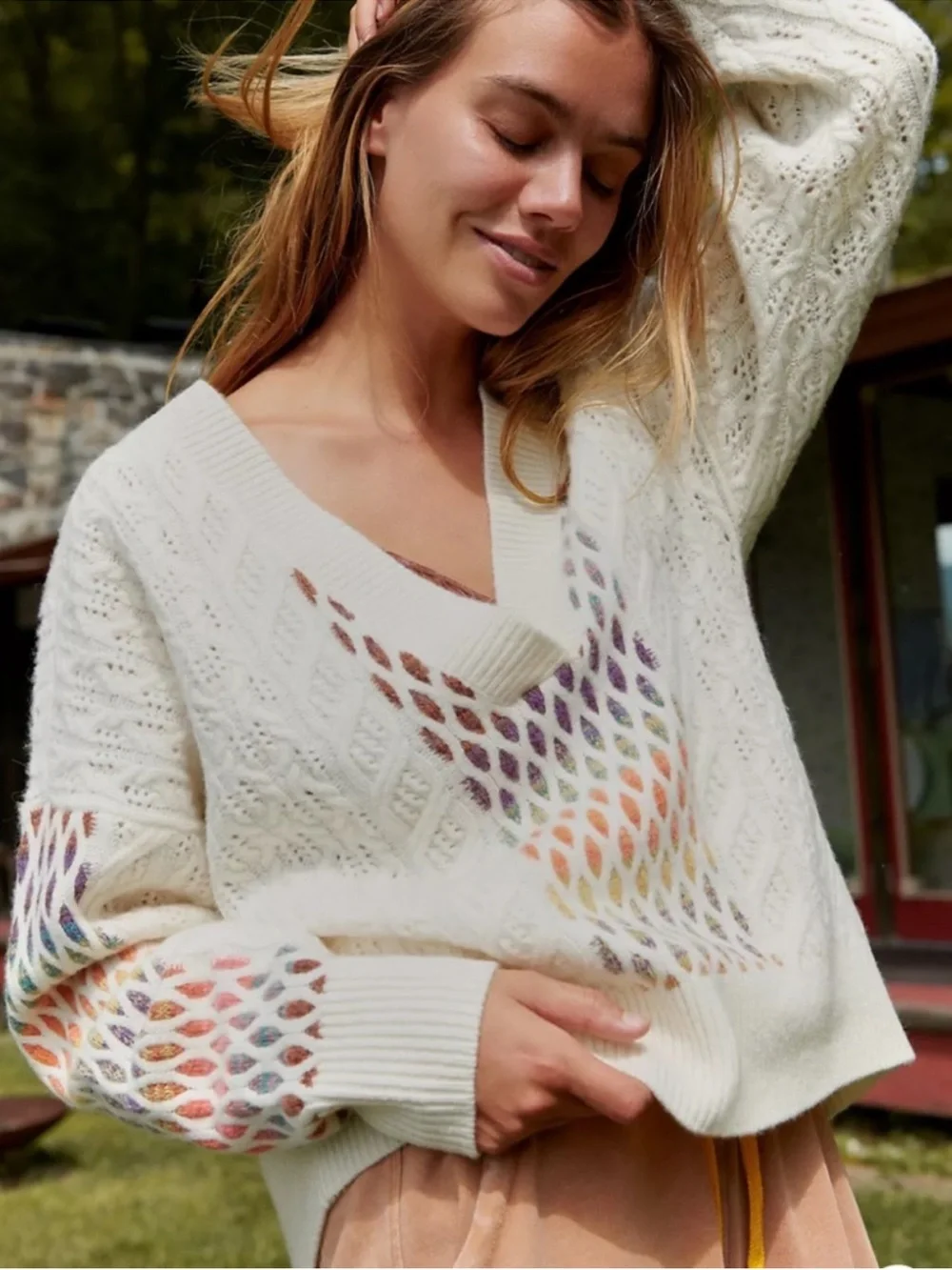 Like New Anthropologie Maeve Cable Knit Lambswool Sweater Generous Small - Picture 2 of 9